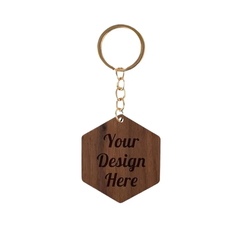 DIY Craft Keychains Round Love Wood  Blank Wooden Card Keyrings Suitable for Laser Engraving Custom Name Logo Personalize Gift