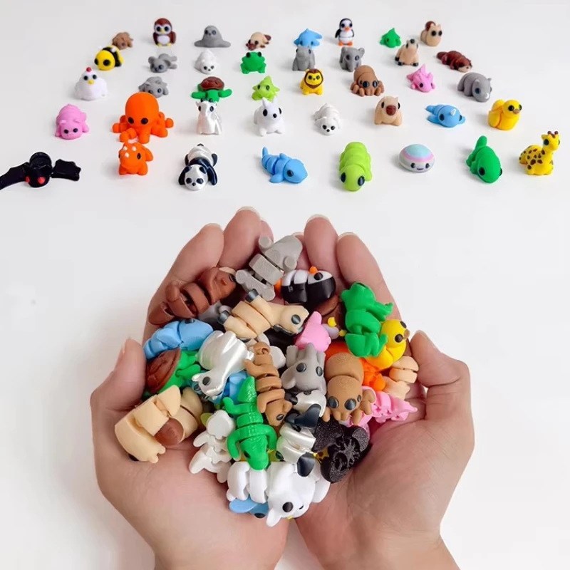 10~50pcs 3D Printed Simulation Mini Animal Model Home Ornament Cartoon Animal Figurines Home Office Desk Decoration Crafts