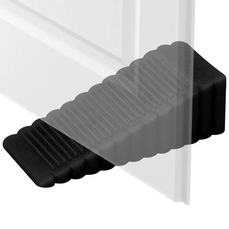 Door Stops For Bottom Of Door Flexible Door Holder Black Stopper For Floor Wall Carpet Heavy Duty Door With Easy Placement