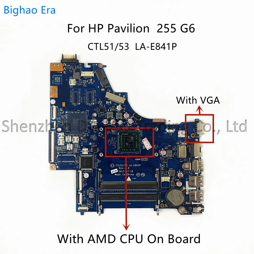 LA-E841P For HP Pavilion 255 G6 Laptop Motherboard With A6-9220 A9-9425 CPU DDR4 L17943-001 L44905-001 L41593-601 100% Full Test