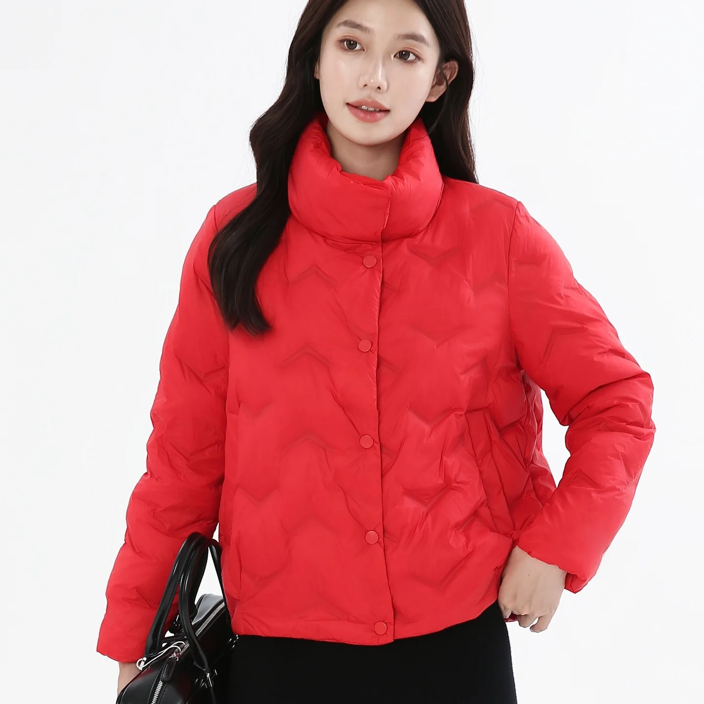 Autumn and Winter Fashion Women's Down Jacket Commuter Stand Collar Casual Lightweight Jacket