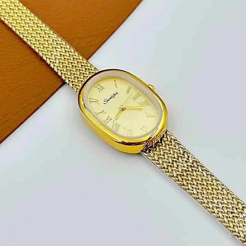 New Oval-Shaped Vintage-Style Women'S Watch With Wheat Ears And Roman Numerals. A High-End Selection Of Women'S Watches.