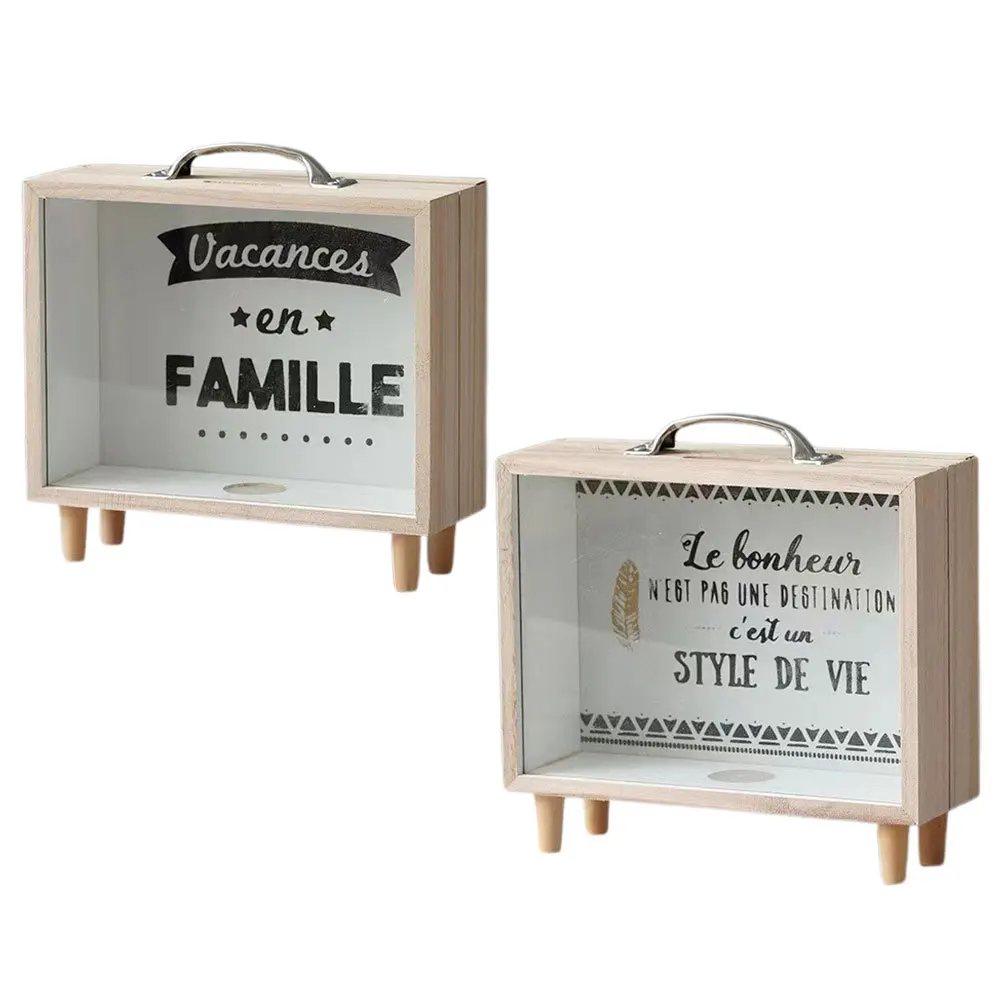 2 قطعة إطار خشبي حصالة على شكل حيوان نافذة شفافة توفير المال جرة عملة البنك صندوق توفير للأطفال البالغين غرفة نوم مكتب غرفة الدراسة #4