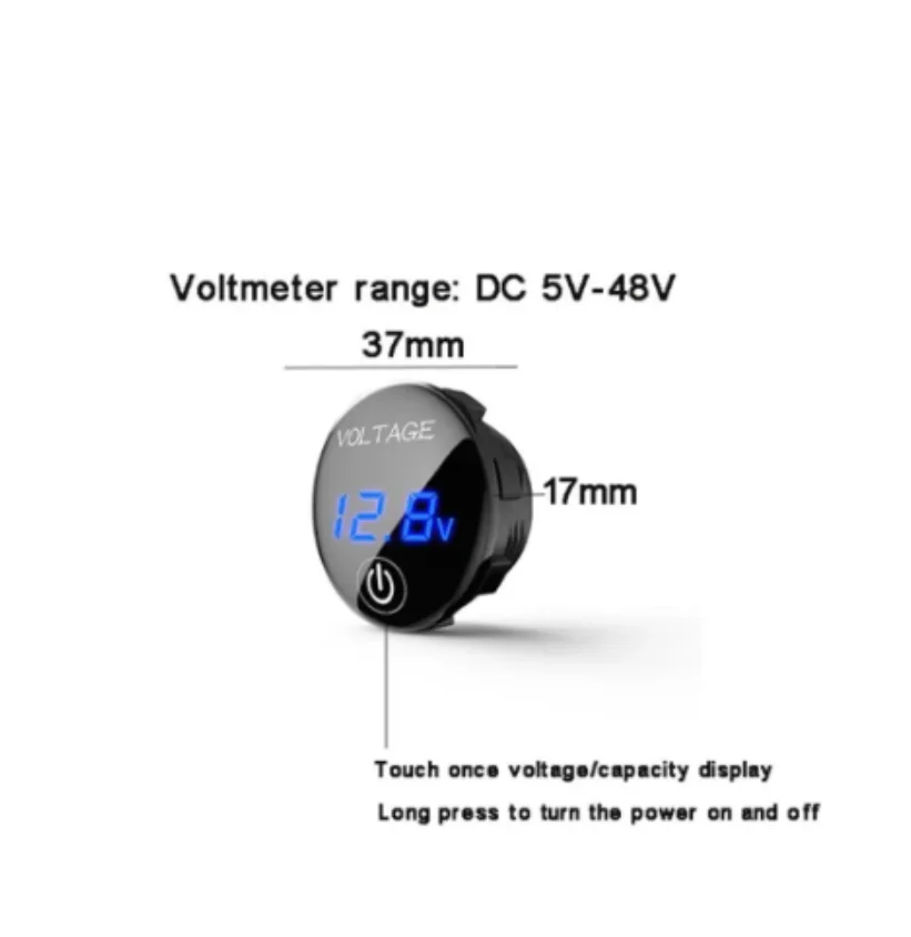 DC 5V-48V motocykl motoryzacyjny Panel ledowy woltomierz cyfrowy pojemność akumulatora wyświetlacz napięcia z klucz przełącznika dotykowym