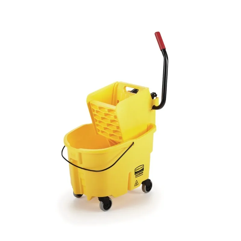 Prodotti commerciali WaveBrake 26 Qt. Secchio per mocio a pressione laterale e combinazione di strizzatura su ruote, giallo, per professionisti/indutti