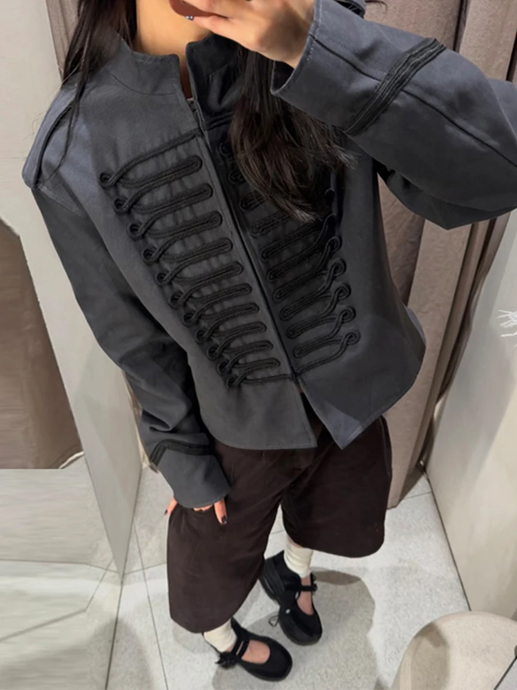 Urban Stand Collar Women's Coat Zippers Long Sleeve Button Slim Lady Jackets 2026 Autumn Fashion Female Commute Streetwear New