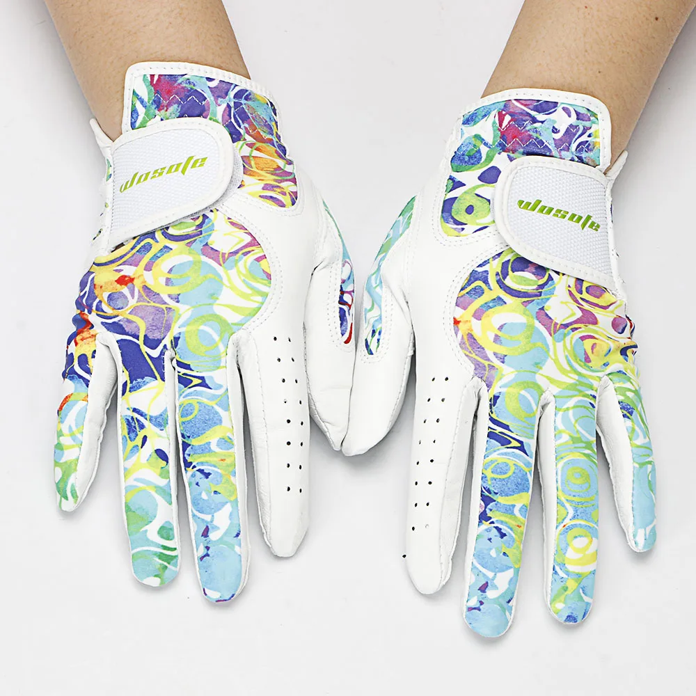 

1 Pair(2Pcs) Anti-slip Golf Gloves Women's Left and Right Hand Soft Breathable Pure Sheepskin Gloves for Lady Female 18/19/20/21
