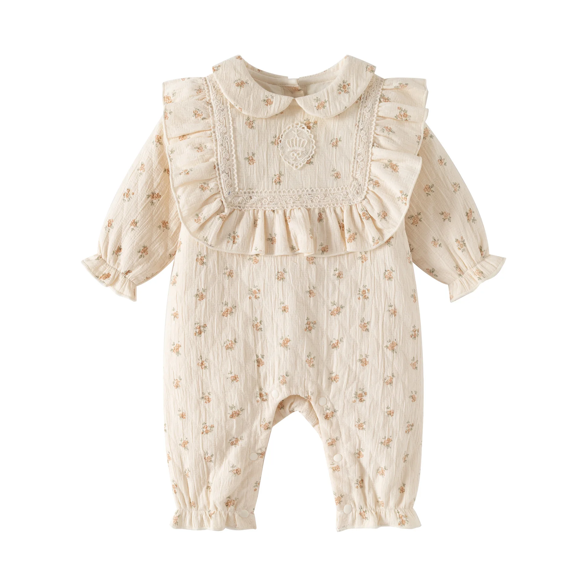 Children Clothing Baby Jumpsuit 2025 New Spring Autumn and Winter Thick Warm Girls Baby Newborn Floral Rompers