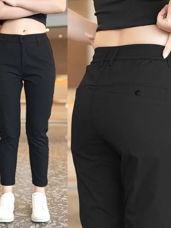 Men's Straight Leg Casual Pants Breathable Sporty Loose Fit Stylish Nine-Foot Business Casual Trousers Korean Style