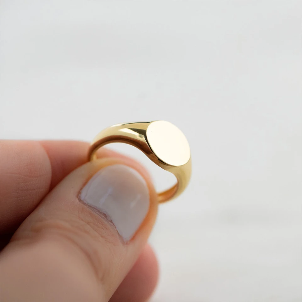 EMANCO Edelstahl Punk-Stil Minimalistischer Runder Ring Vergoldet Damenringe für Partys und Festivals – Detail 8