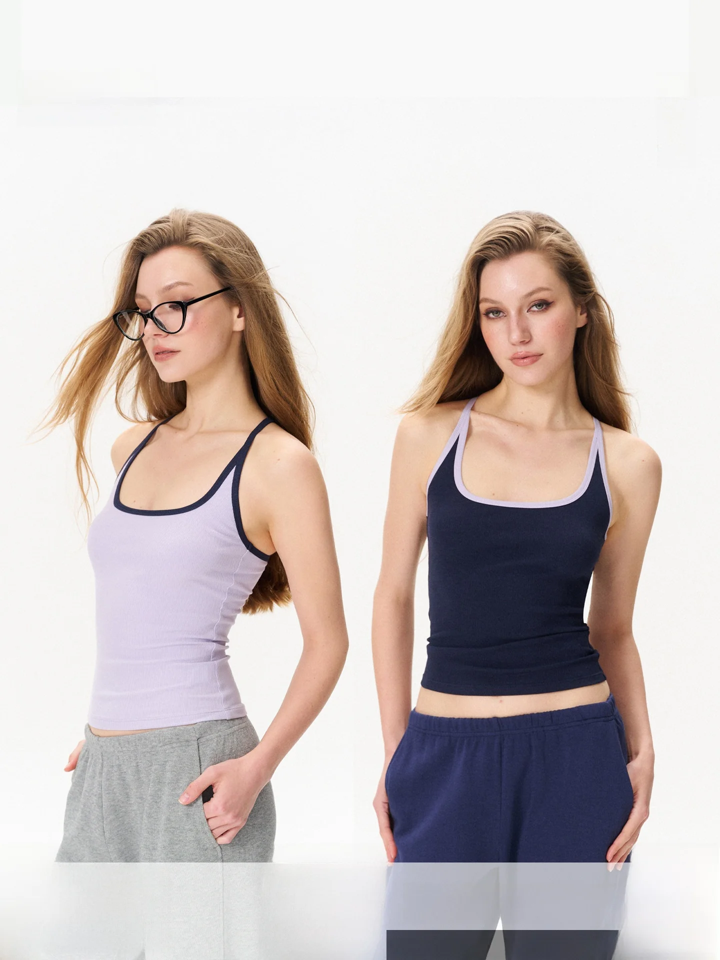 

Yuuue Color Block U-Neck Knitted Tube Top 2026 Summer Slim Fit Workwear Tank Top Women's Fashion Outerwear Regular Length