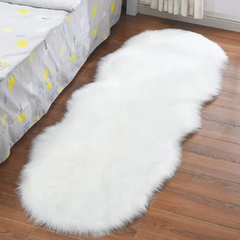Shaggy Luxurious Fur Rug Bedroom Soft Fluffy Faux Sheepskin Area Rugs Washable Plush Bedside Carpet for Living Room Sofa Decor