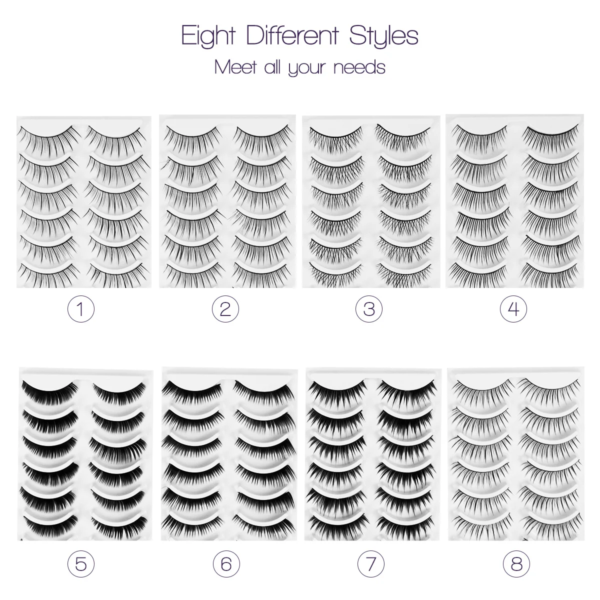 80 زوجًا من الرموش الصناعية الطبيعية الطويلة السميكة 8 تصميمات مريحة وسهلة إزالة الرموش الصناعية للنساء للحفلات اليومية #6