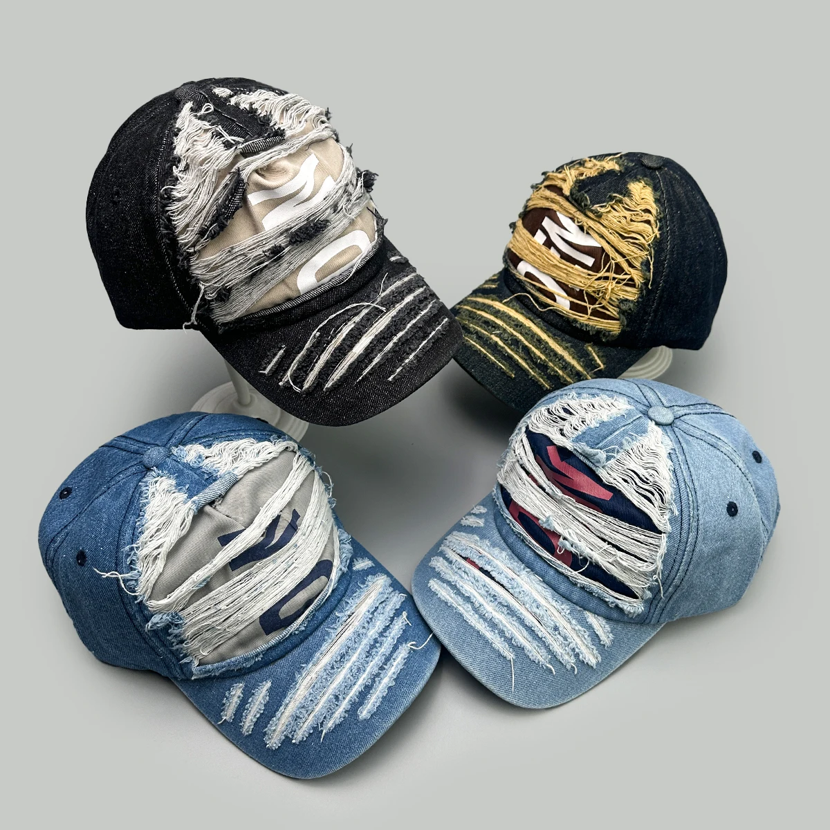 

New American Retro Broken Style Fashion Outdoor Letters Men Women Baseball Hats Sunshade Personal Versatile Distress Peaked Caps