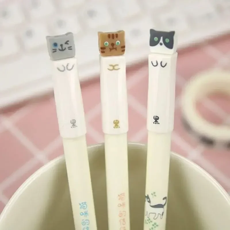 Lindo bolígrafo de gato Kawaii, bolígrafo de Gel de 0,38mm, Anime divertido, escritura elegante, bolígrafos de oficina para estudiantes, suministros escolares estacionarios de animales