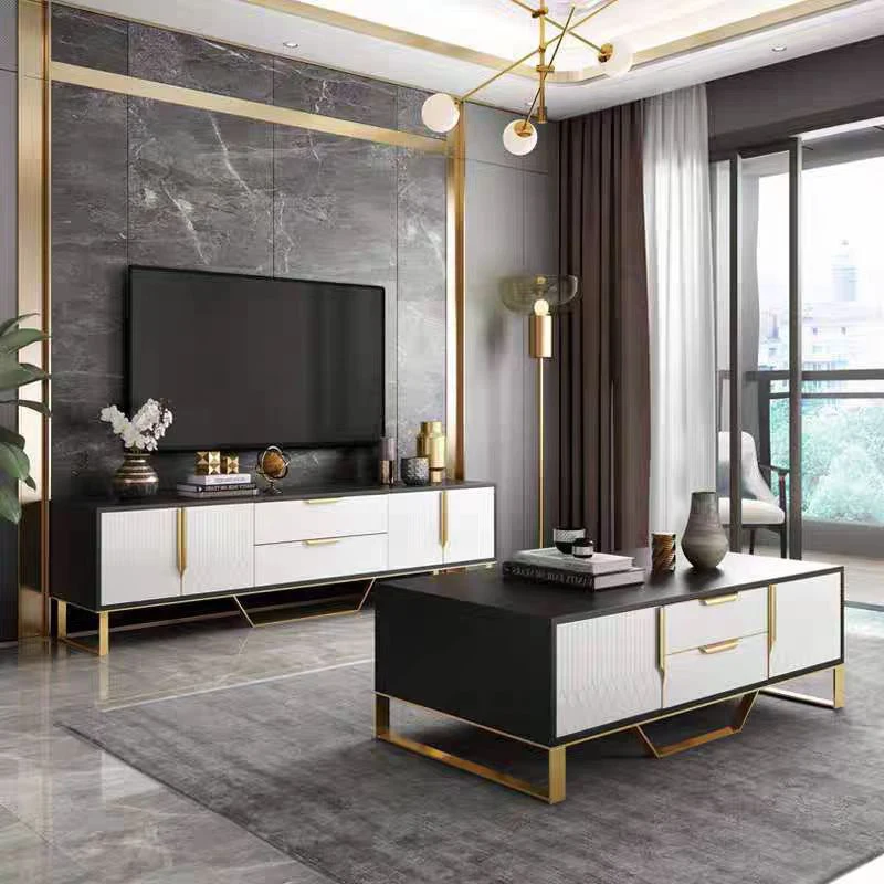 

Современный простой деревянный комплект: тумба под телевизор и журнальный столик, мебель для хранения, роскошный деревянный центральный стол для гостиной