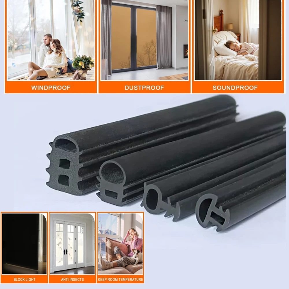 

1/3/5M Door Window Soundproof Strip Bridge Cutoff Silicon Sealing Strips Card Slot Type Windproof Dust-Proof Seal