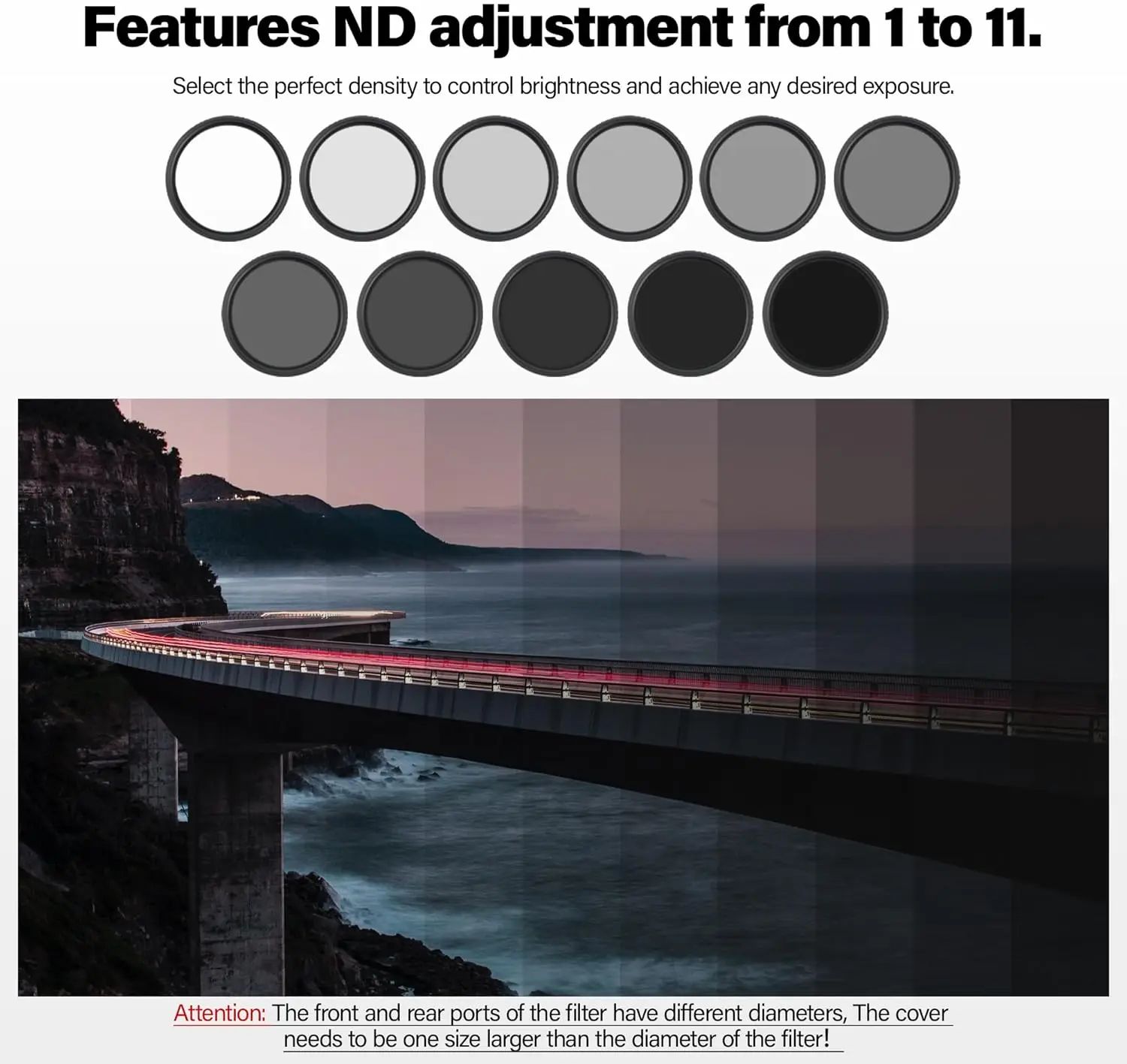 Walking Way Variable ND2-400 Filter ND2-2000 Camera Lens Neutral Density Filters HD Waterproof Scratch Oil Resistant Lens Filter