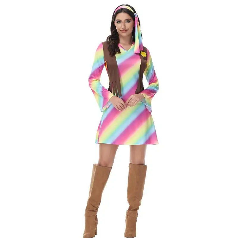 

Хэллоуин Радуга Dr женская одежда для выступлений в ночном клубе COS одежда в стиле хип-хоп Sle винтажная дискотека модные женские наряды