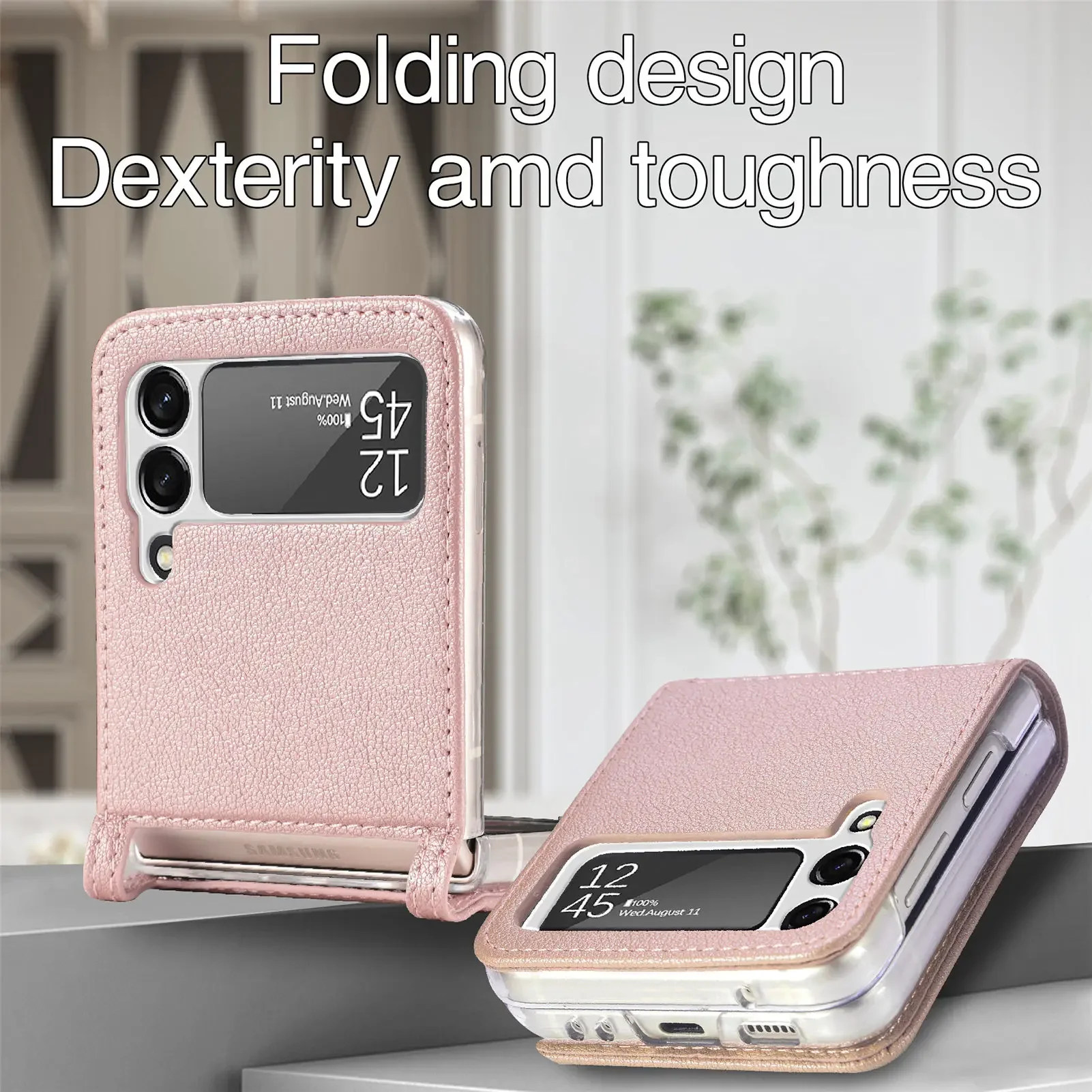 For Samsung Z Flip4 flip5 Card Holder Leather Phone Case for Samsung Galaxy Z Flip4 5G Flip 4 5 Flip3 Flip 3 2 flip2 Funda