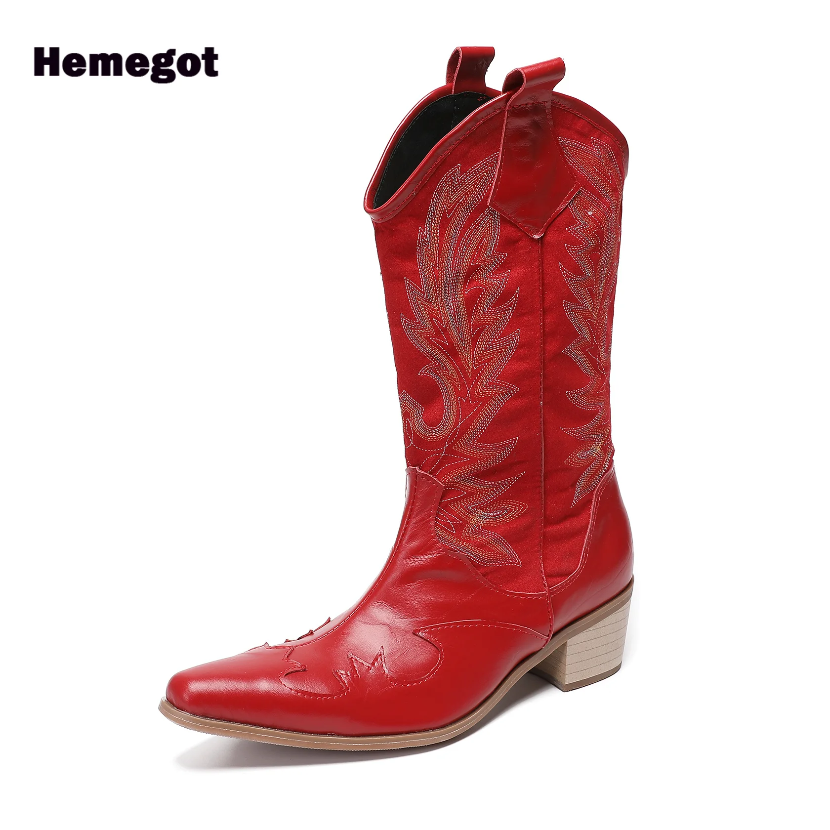 Red Leather Men's Boots High-Top Knight Boots Novelty Stylish Men Boots Big Size Males Booties 37-47 Botas Zapatillas Mujer