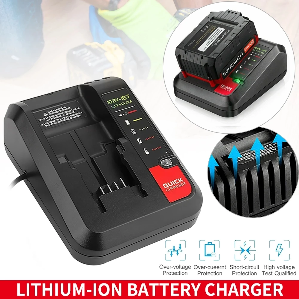 

18V Lithium Battery Power Bank Charger for Black and Decker PORTER CABLE Lithium Battery Charger 10.8-20V 2A 100-240V