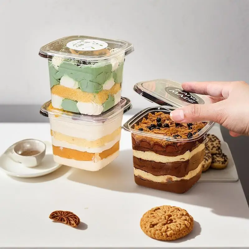 Large 50 Piece Clear Plastic 150/250/380ml Mousse Dessert Cups Set – Complete with Secure Lids