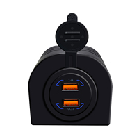 Tent Type Panel DUAL USB QC3.0 Outlet Car Charger waterproof Quick Socket for 12V 24V Car Boat Marine Motorcycle ATV UTV RV