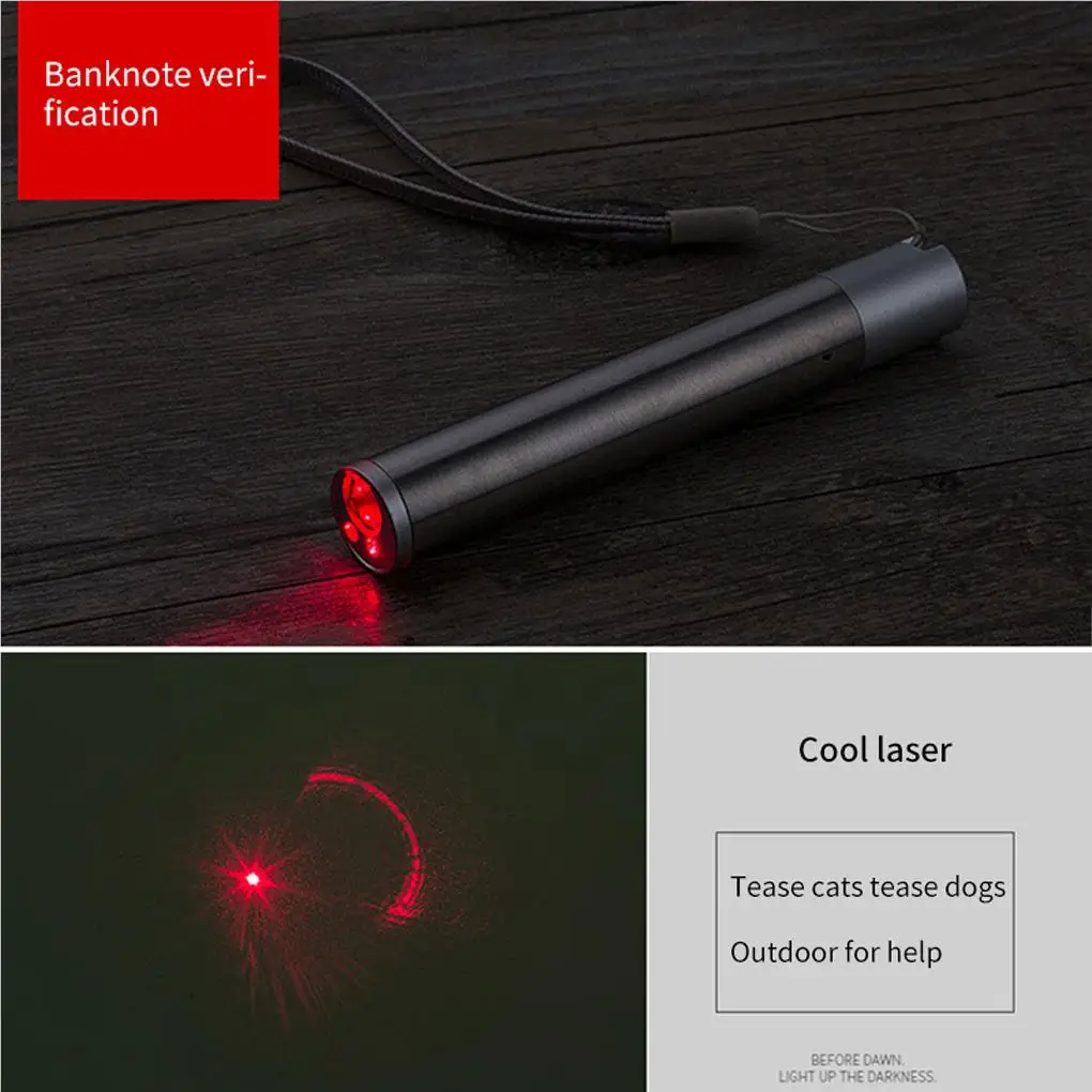 Pointers USB Rechargeable 3-in-1 Flashlight Tool Camping Lamp Built-in Battery Torch Lighting Pet Cats Teachers