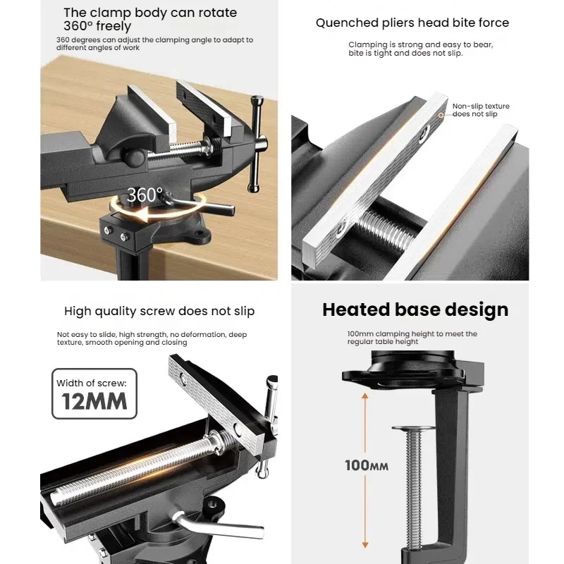360-Grad-Mini-Tischschraubstock, drehbarer Klemmhalter, universeller Schraubstock, Desktop-Schraubstock, Reparatur, Holzarbeiten, Schmuckherstellung, Handwerkzeug – Detail 10