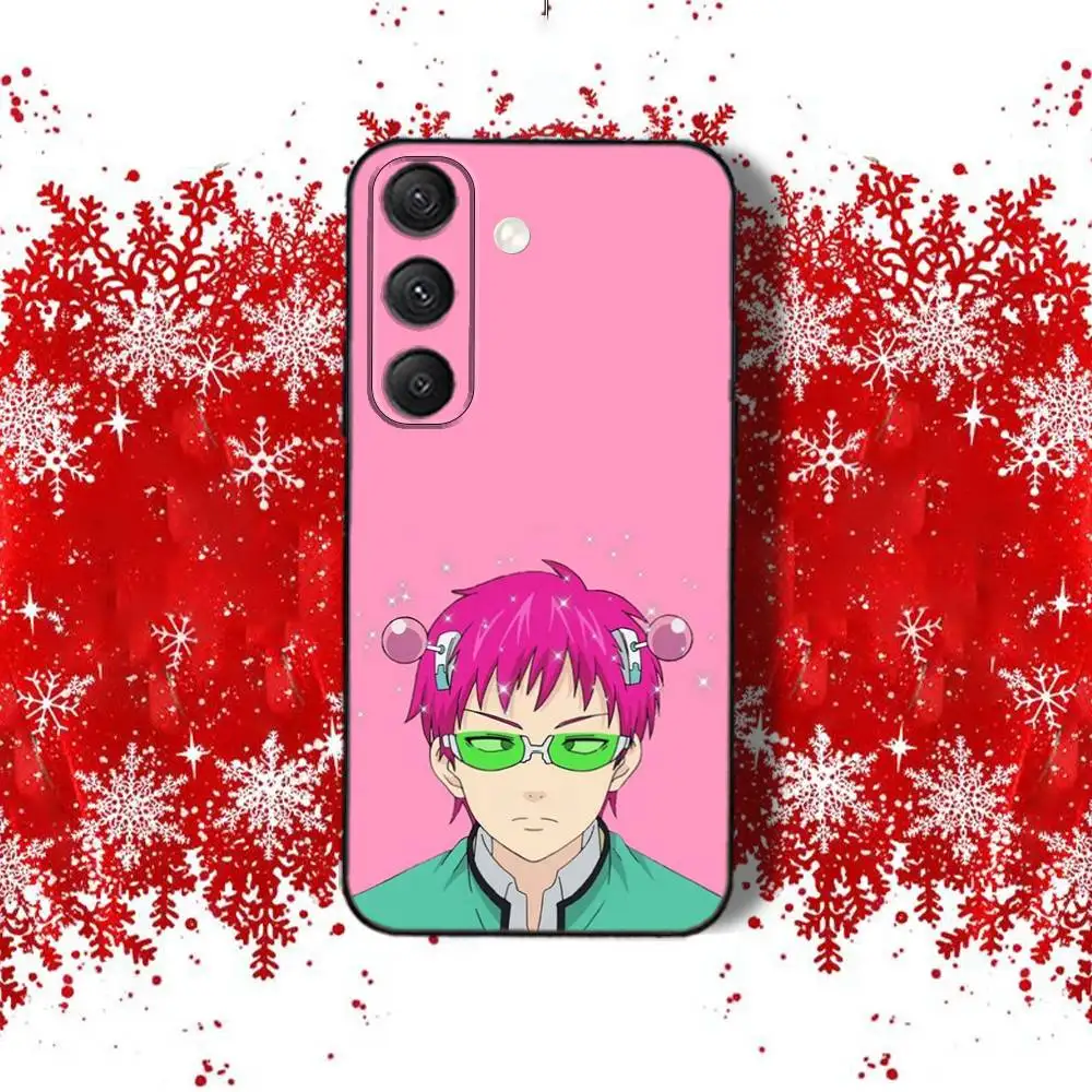 S-SaikiS Linda funda de teléfono KusuoS para Samsung S22,S24,S20,S25,S23,S30,S21,Ultra,Plus,Fe,Lite 4G,5G funda suave negra