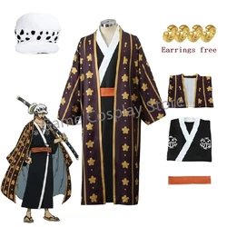 Trafalgar Law Cosplay Costume Anime Figures Digital Printing Kimono Uniform Full Set Halloween Carnival Party Suit Man