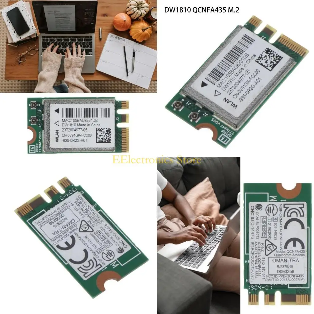 

B03C QCNFA435 802.11ac 433Mbps for M.2 NGFF WiFi Adapter Wireless WLAN Card for W/Bluetooth-compatible 4.1 for DellDW1810