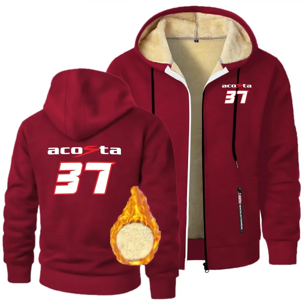 بيدرو أكوستا 37 دراجة نارية متسابق سباق بلوزات الشتاء رشاقته امبسوول سترة رجالي سستة هوديس معطف الوزن الثقيل أبلى #3