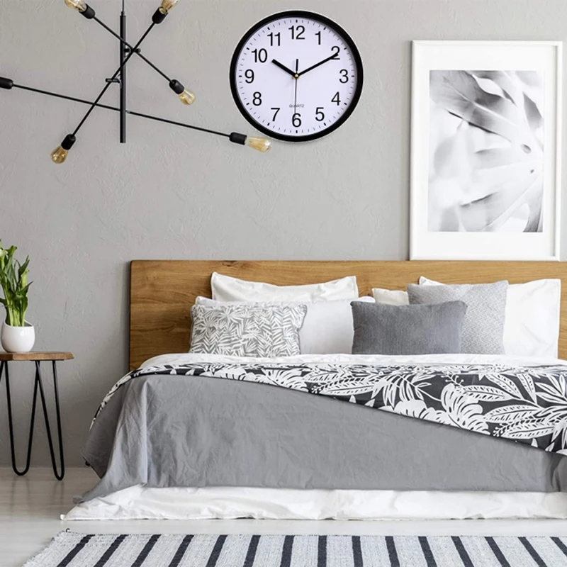AT16 1 Packung geräuschlose Wanduhren, 10 Zoll, klassische Quarz-Dekoruhr, leicht ablesbar für Zimmer/Zuhause/Küche/Schlafzimmer
