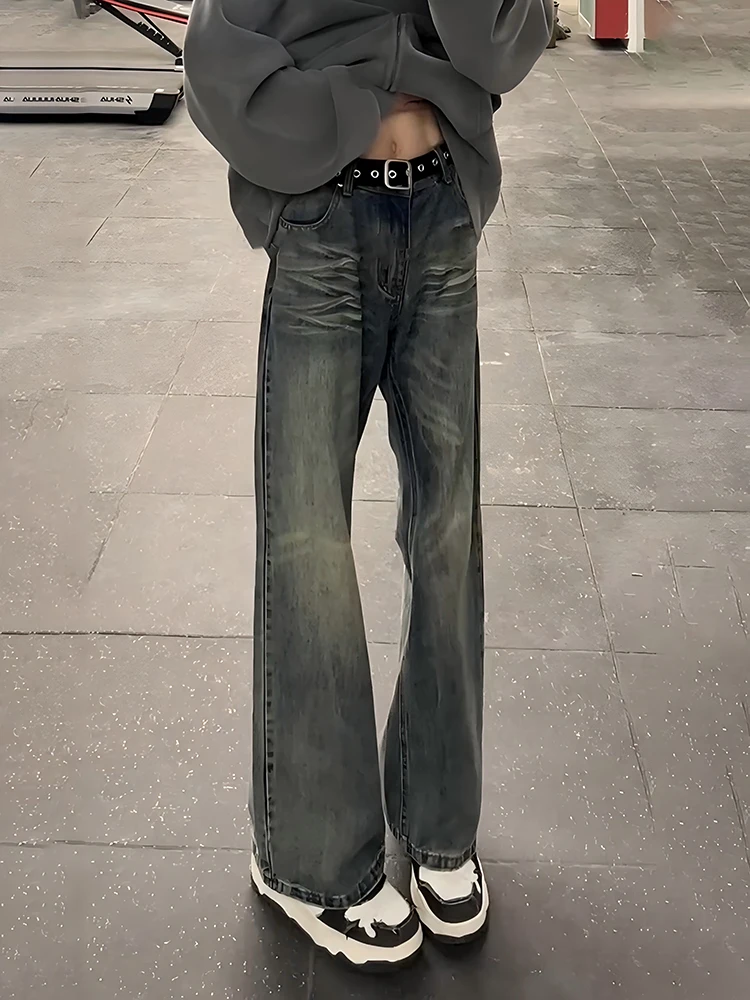 

Мужские джинсы Retro Blue Beard Knife: прямые, зауженные, американские, микро-клеш, зимние, модные, с высокой талией, из денима