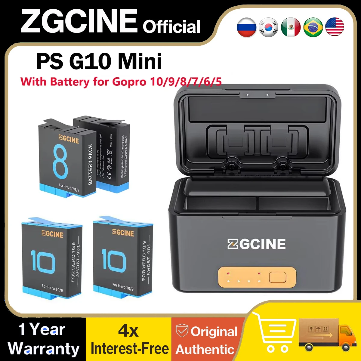 

ZGCINE PS-G10 Mini Charging Box 5200mAh Power Bank Smart Rechargeable Battery Storage Case For GoPro Hero 10 8