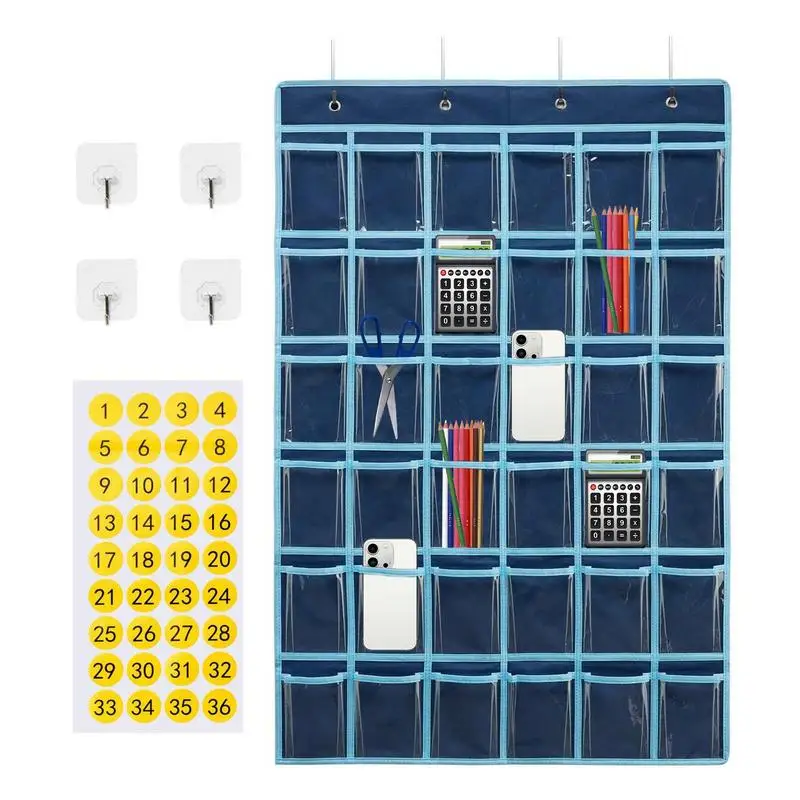 

36 Numbered Pockets Chart Cell Phone Hanging Organizer Hanging Storage Bag for Classroom Calculator Mobile Phone Holders