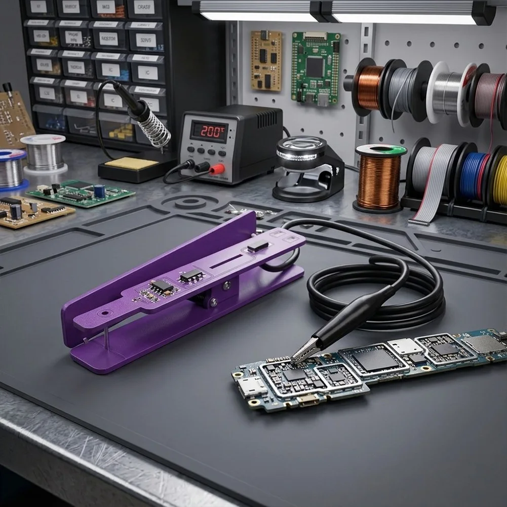 M191 Dual Mode Current Tester Clip 0.01A Power On Button For IPhone For Android For IPad Motherboard Repair Tool Purple ABS