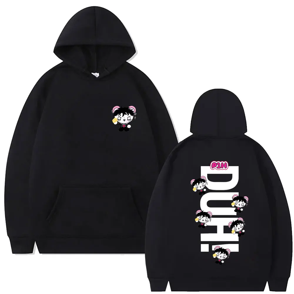 

Korean Kpop P1Harmony 2025 DUH Cartoon Style Print Hoodie Cat Funny Meme Hooded Sweatshirt Men Women Fashion Hip Hop Pullover