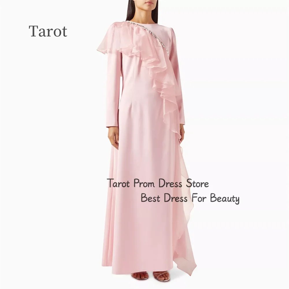 

Tarot Boat Neckline A-line Ruffles Prom Dresses Ruffle Beading Birthday Party Gowns For Women Ankle Length robes de soirée