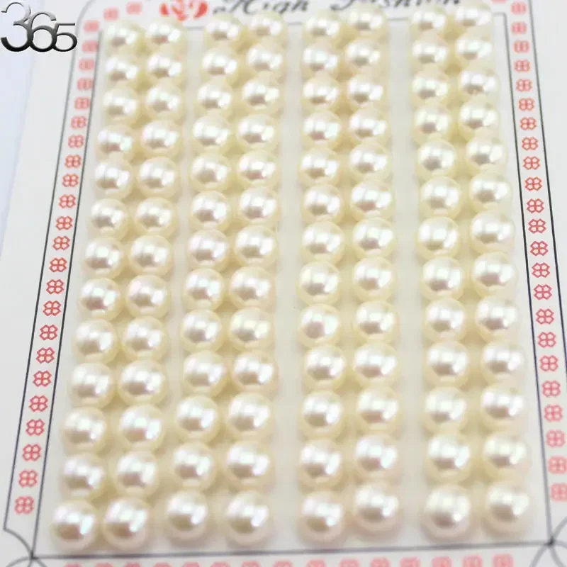 20PCS 4-12MM Natural AAA Grade White Button Flat Back Round Freshwater Pearl Half Drilled Hole Loose Beads