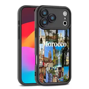 Pouzdro na telefon s marockou vlajkou a cestovním pasem pro iPhone 17, 16, 15, 14, 13, 12, Pro, Max, Plus, E, SE4, Air, Mini, černé, TPU s plným krytím 8 nejlepší prodej Pouzdro na iPhone Maroko - №2