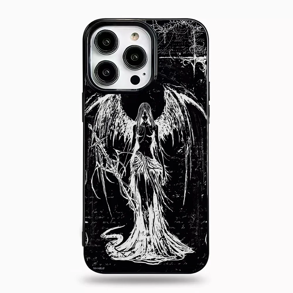 White Hair Witch & Medieval Artistic Painting Sword Phone Case For iPhone 16 15 14 13 12 11 Pro XS Max 7 8 Plus Case Cover - náhled 4