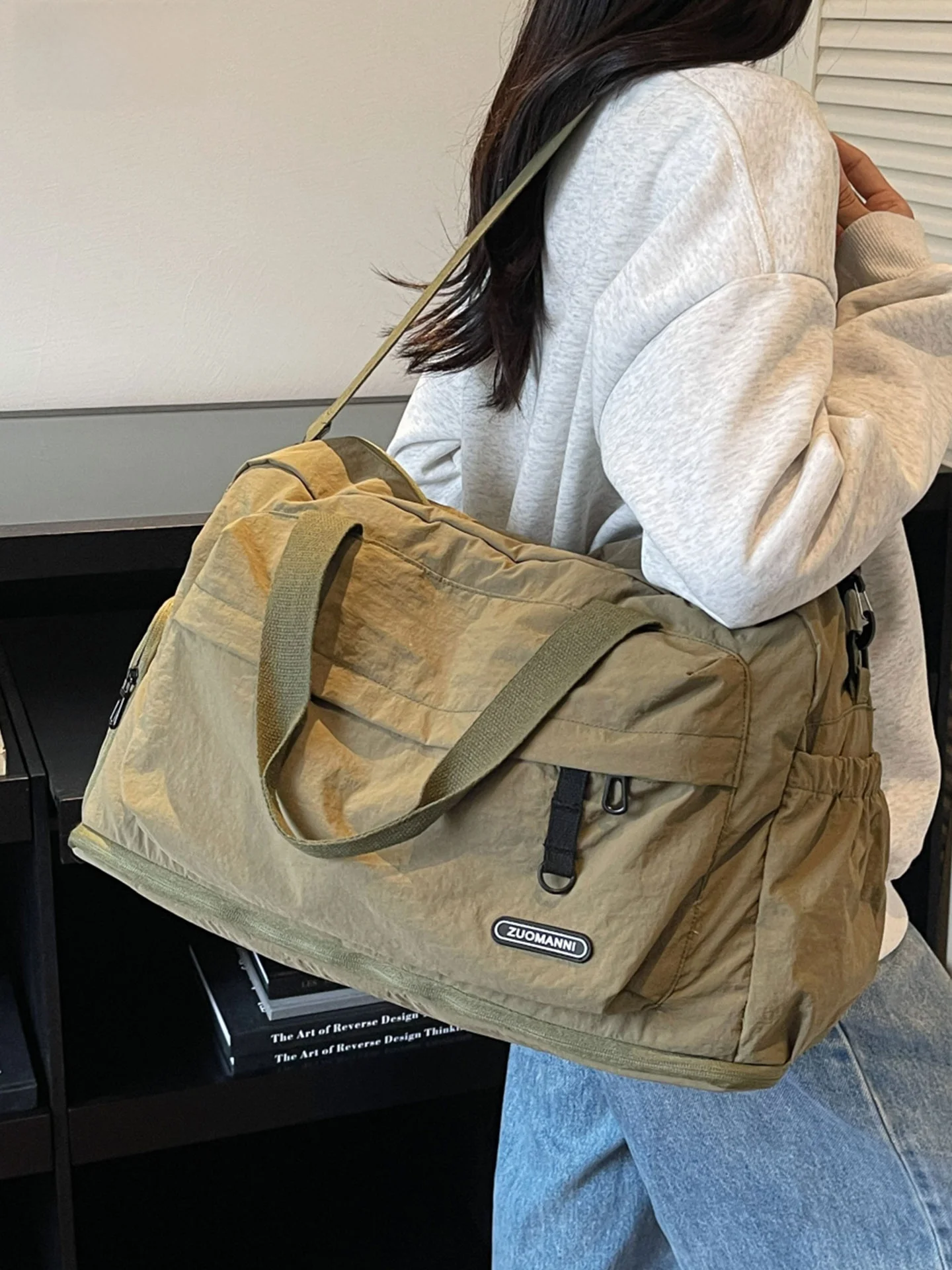 

Дорожная сумка большой емкости, женская складная расширяемая сумка-сумка с ручкой, сумка для ручной клади, нейлоновый материал с одним плечевым ремнем