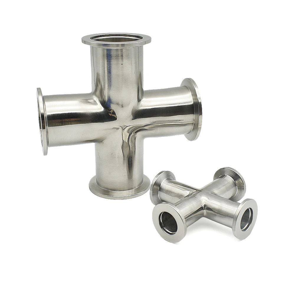 KF10 KF16 KF25 KF40 KF50 Vacuum Flange Fitting Four-way 304 Stainless Steel Sanitary Pipe Connector Beer Brewing Diary Product