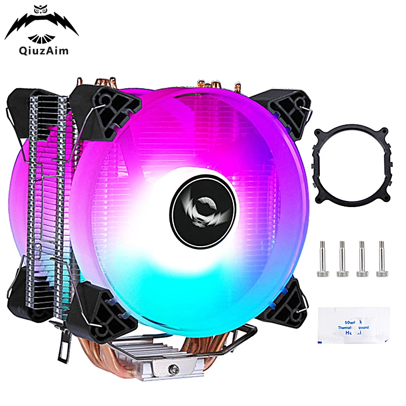 

QiuzAim PC Host Case CPU Cooling 120mm Fan Air-cooled 4 Heat Pipe 3Pin/4Pin Installing LGA2011 x79 x99 E5 2099 AMD AM3 AM4 AM5