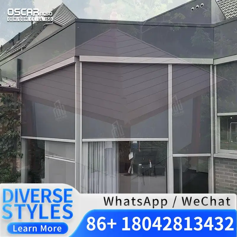 Hidden Motorized Windproof Roller Blind for Outdoor Patio & Pergola Free Shipping Lower Price than Similar Products Suitable for