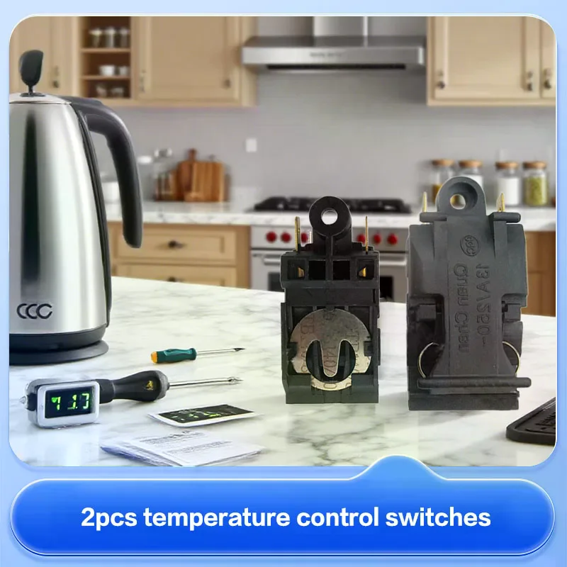 2pcs Black 13A/16A 250V Switch Electric Kettle Thermostat Switch Steam Medium Kitchen Parts Accessories