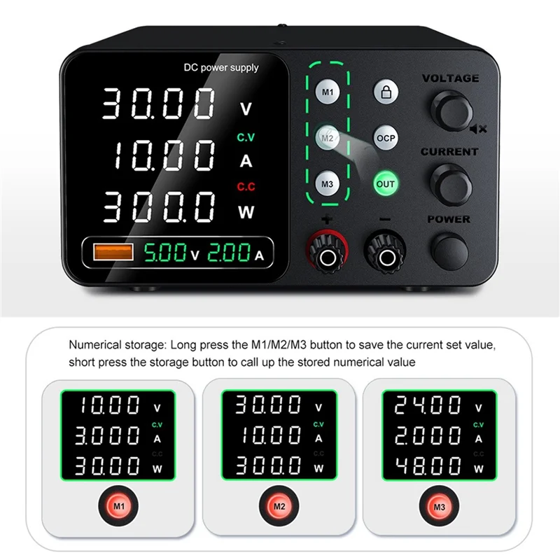 ABUS-30V 10A مختبر إمدادات الطاقة 5 فولت 2A تيار مستمر موفر طاقة تنظيمي إمدادات الطاقة المتغيرة مع إخراج تمكين/عديل الاستخدام زر الولايات المتحدة Plu